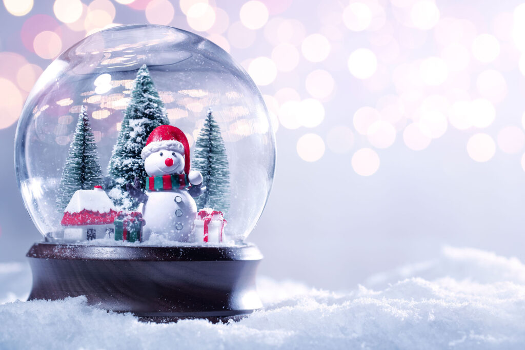 Snow Globe On Festive Background 003 2 green screen options