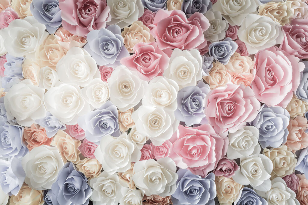 Backdrop Of Colorful Paper Roses 004 green screen options